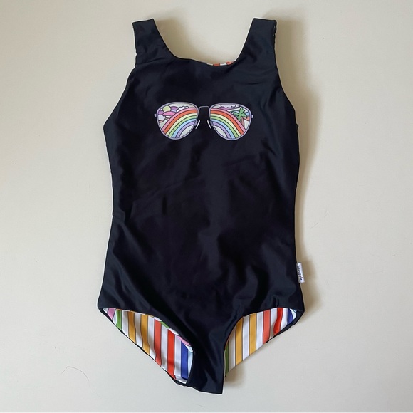 Limeapple Girl’s Rebel - Reversible Rainbow Sunglasses One Piece Swimsuit - Picture 2 of 16